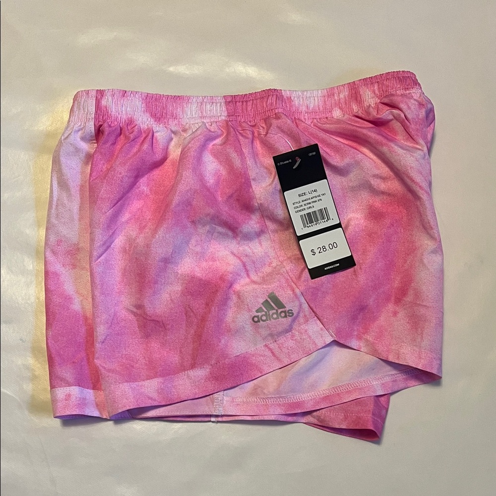 adidas Kids Pink Tie-Dye Shorts